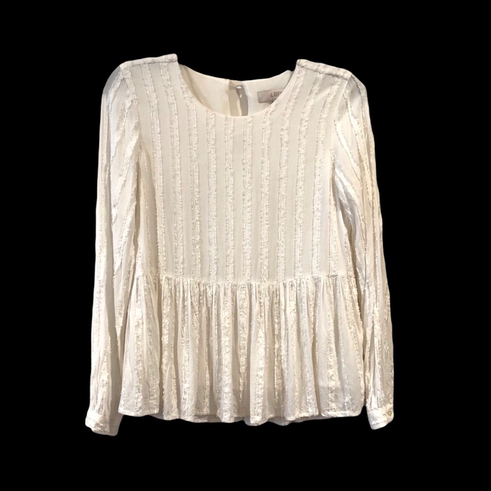 Pretty Loft Ivory Peplum Top